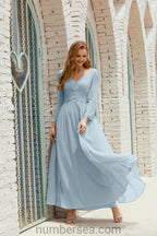Abito da damigella Numbersea in chiffon, abito formale per festa, abito da sera 28016