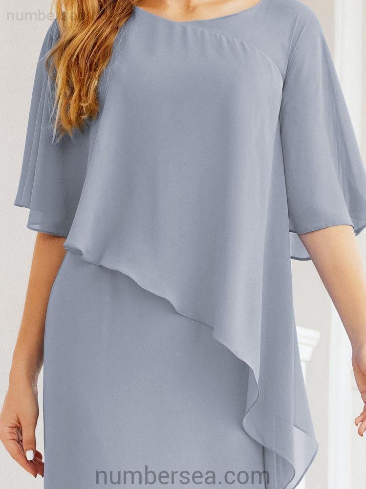 Robe de soirée formelle longue pour mère de la mariée avec cape à volants 28026