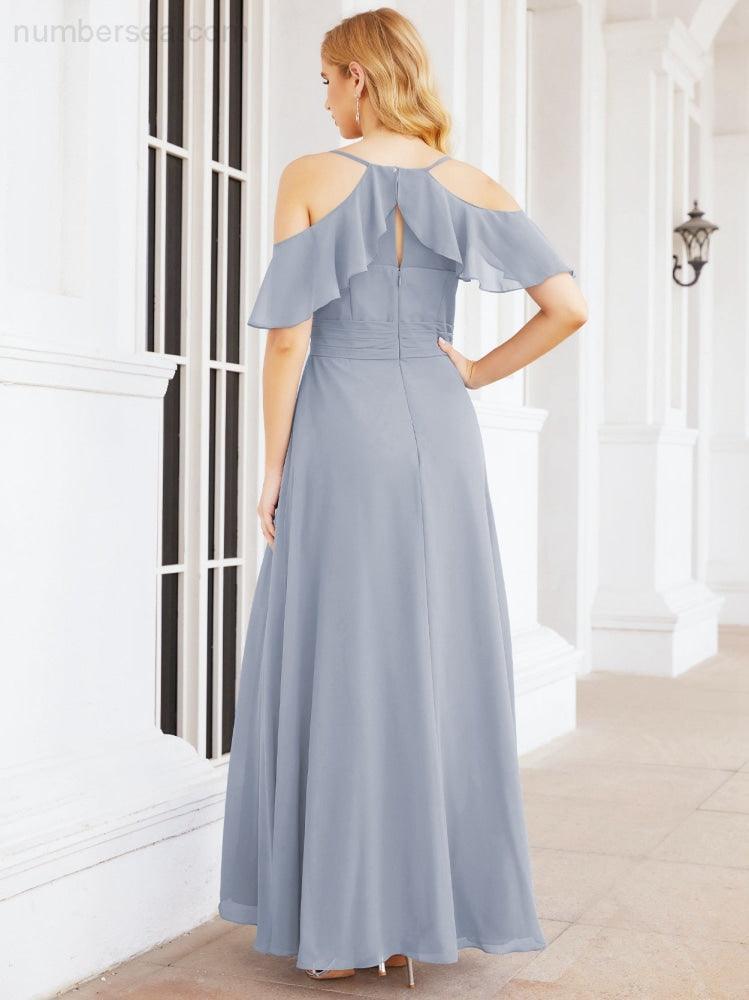 Robes longues de demoiselle d'honneur Numbersea à épaules dénudées, fente latérale, robes de bal formelles pour fête et mariage 28070