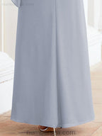 Robe de soirée formelle longue pour mère de la mariée avec cape à volants 28026