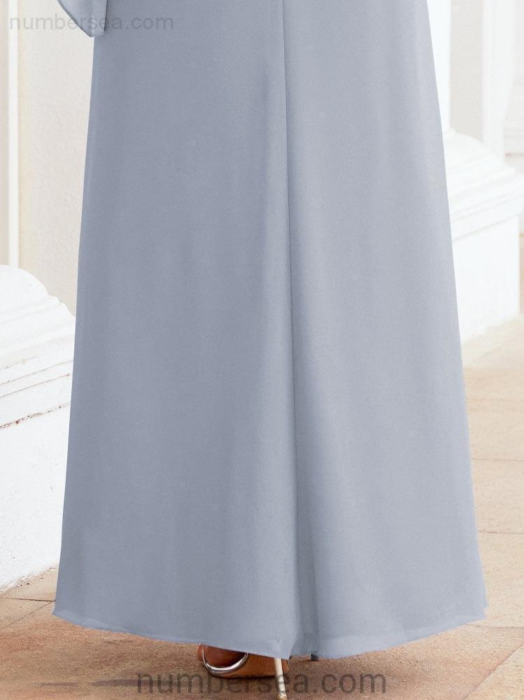 Robe de soirée formelle longue pour mère de la mariée avec cape à volants 28026