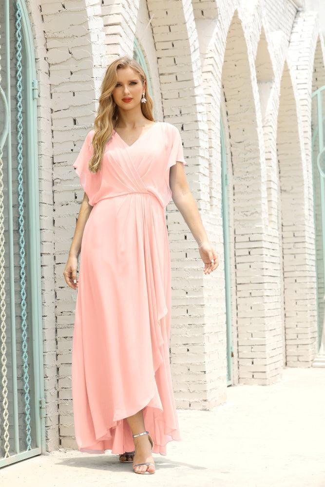 Vestidos de Mãe da Noiva Tamanho Grande Decote em V Comprido para Baixo Vestido de Gala Formal para Convidado de Casamento 28020