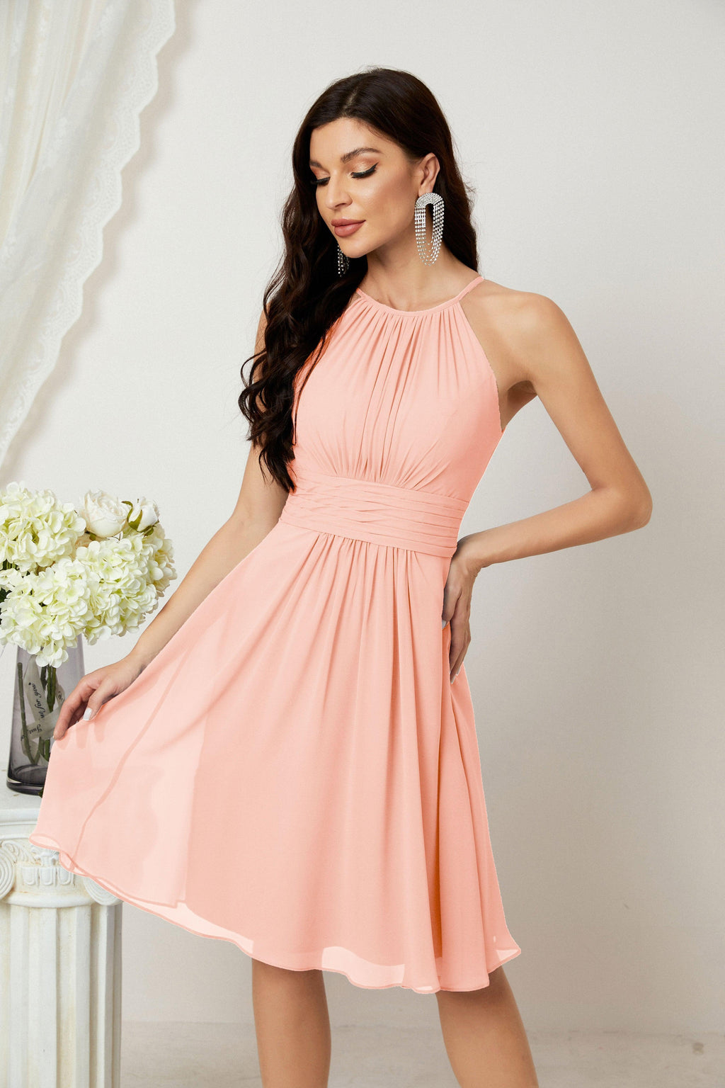 Robe de soirée formelle pour bal de fin d'études ou cocktail Halter 28011
