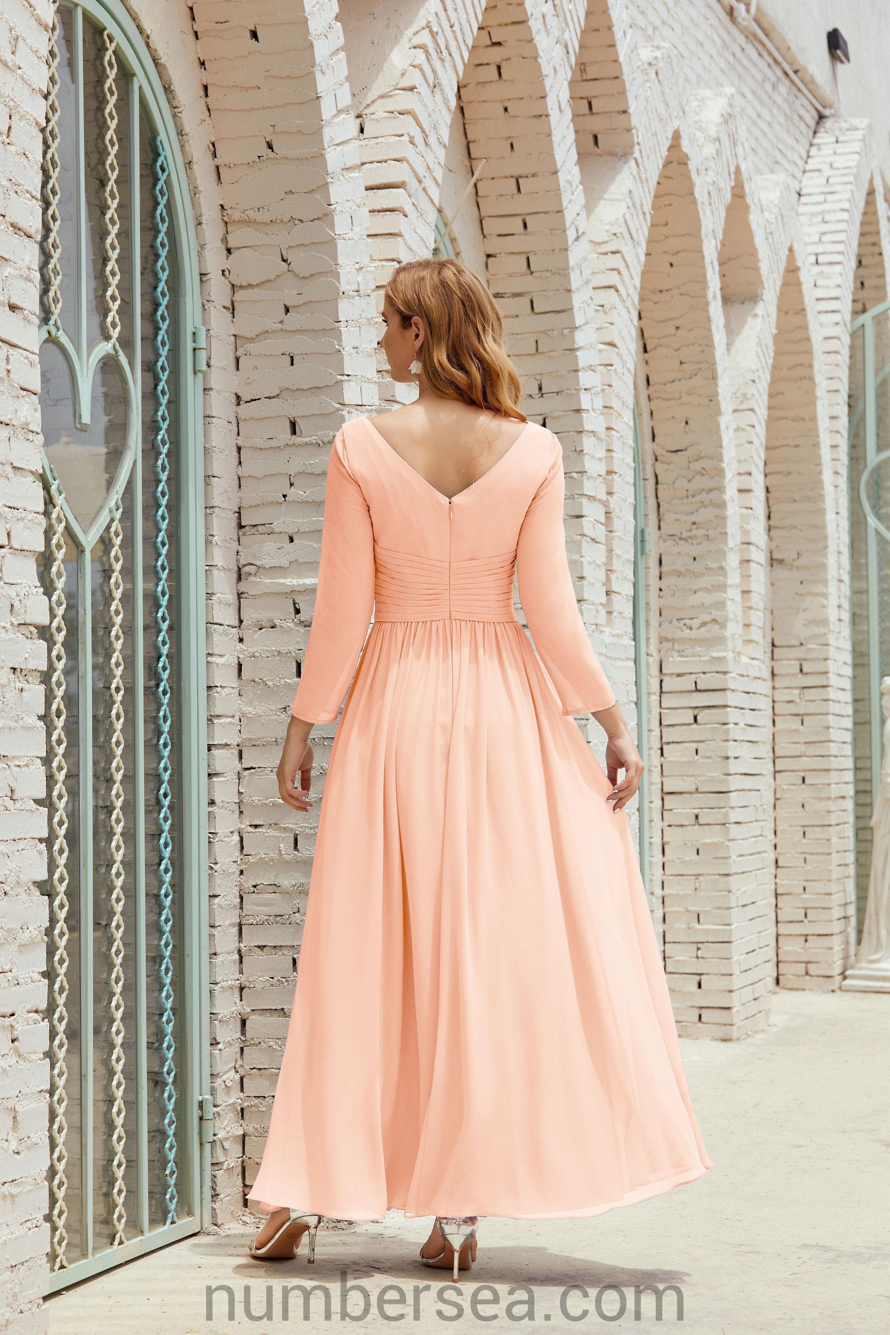 Abito da damigella Numbersea in chiffon, abito formale per festa, abito da sera 28016