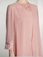 Floor Length Chiffon Pantsuit With Square Neck And Jacket For Mother Of The Bride