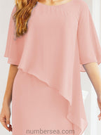 Robe de soirée formelle longue pour mère de la mariée avec cape à volants 28026