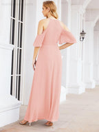 Robe de demoiselle d'honneur asymétrique, robe de soirée longue formelle ligne A 28074