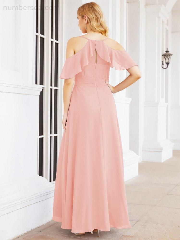 Robes longues de demoiselle d'honneur Numbersea à épaules dénudées, fente latérale, robes de bal formelles pour fête et mariage 28070