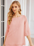 Robe de mariée élégante pour la mère de la mariée en deux pièces, tailleur pantalon grande taille à volants superposés, peignoir argenté 28064