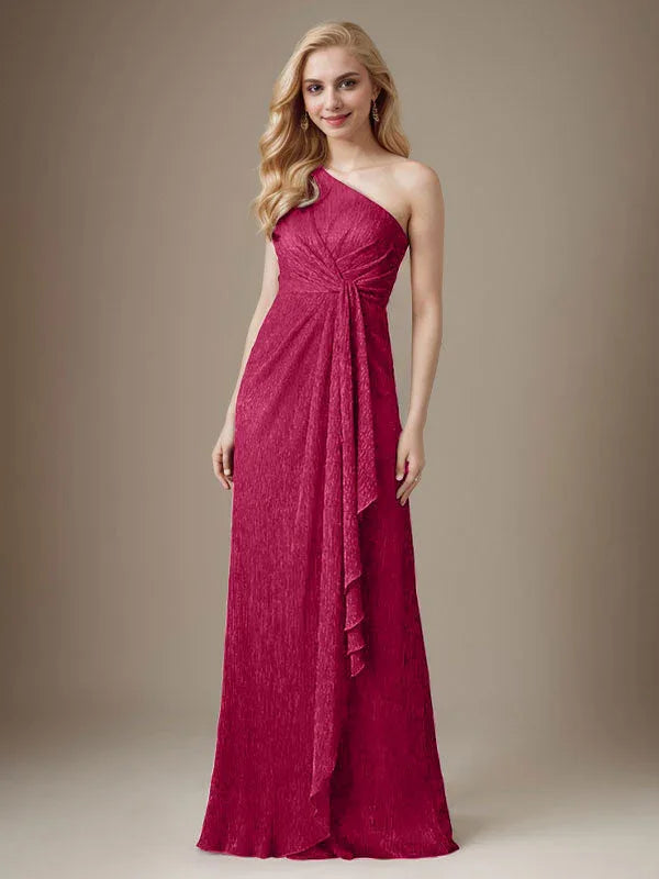 فستان روبي بكتف واحد من شبكة معدنية فستان والدة العروس