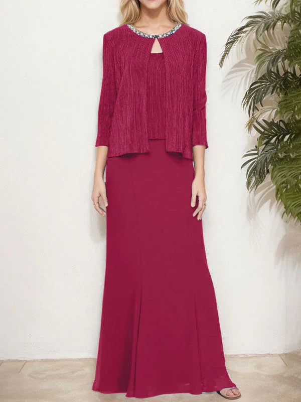 فستان مزيّف معدني من قطعتين مع سترة