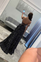 Sparkly Gold Off Shoulder Beaded A-Line Corset Prom Dress