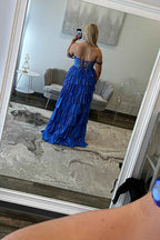 Sparkly Gold Off Shoulder Beaded A-Line Corset Prom Dress
