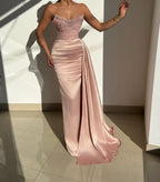 Dusty Pink Long Mermaid Prom Dress With Sweetheart Neckline And Ruffles