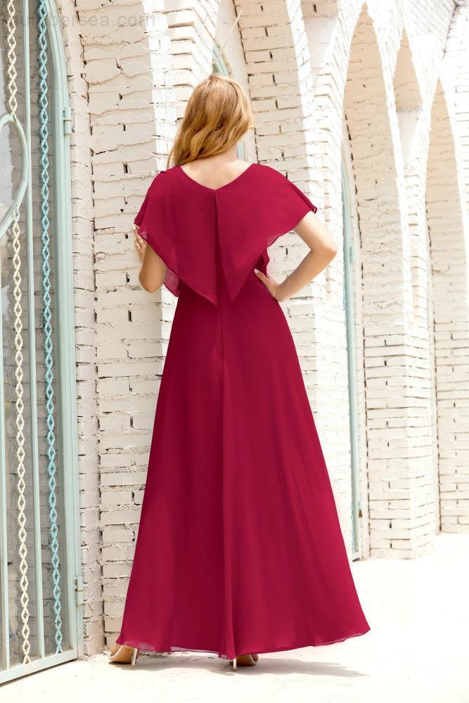 Robe de la Mère de la Mariée Grande Taille Col en V Longueur Solennelle Robe de Bal Formelle pour Invité de Mariage 28020