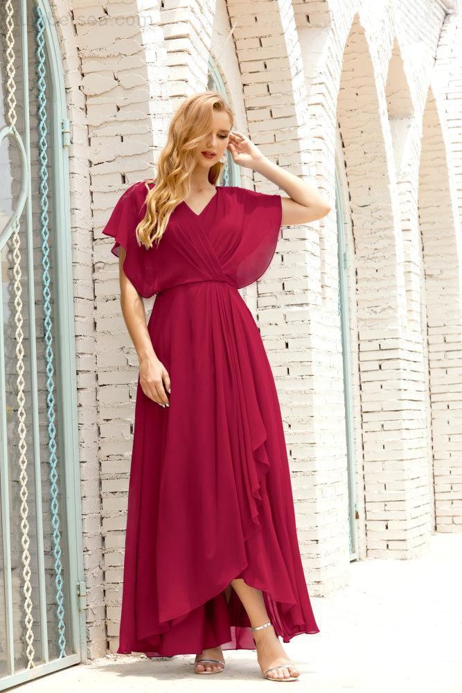 Robe de la Mère de la Mariée Grande Taille Col en V Longueur Solennelle Robe de Bal Formelle pour Invité de Mariage 28020