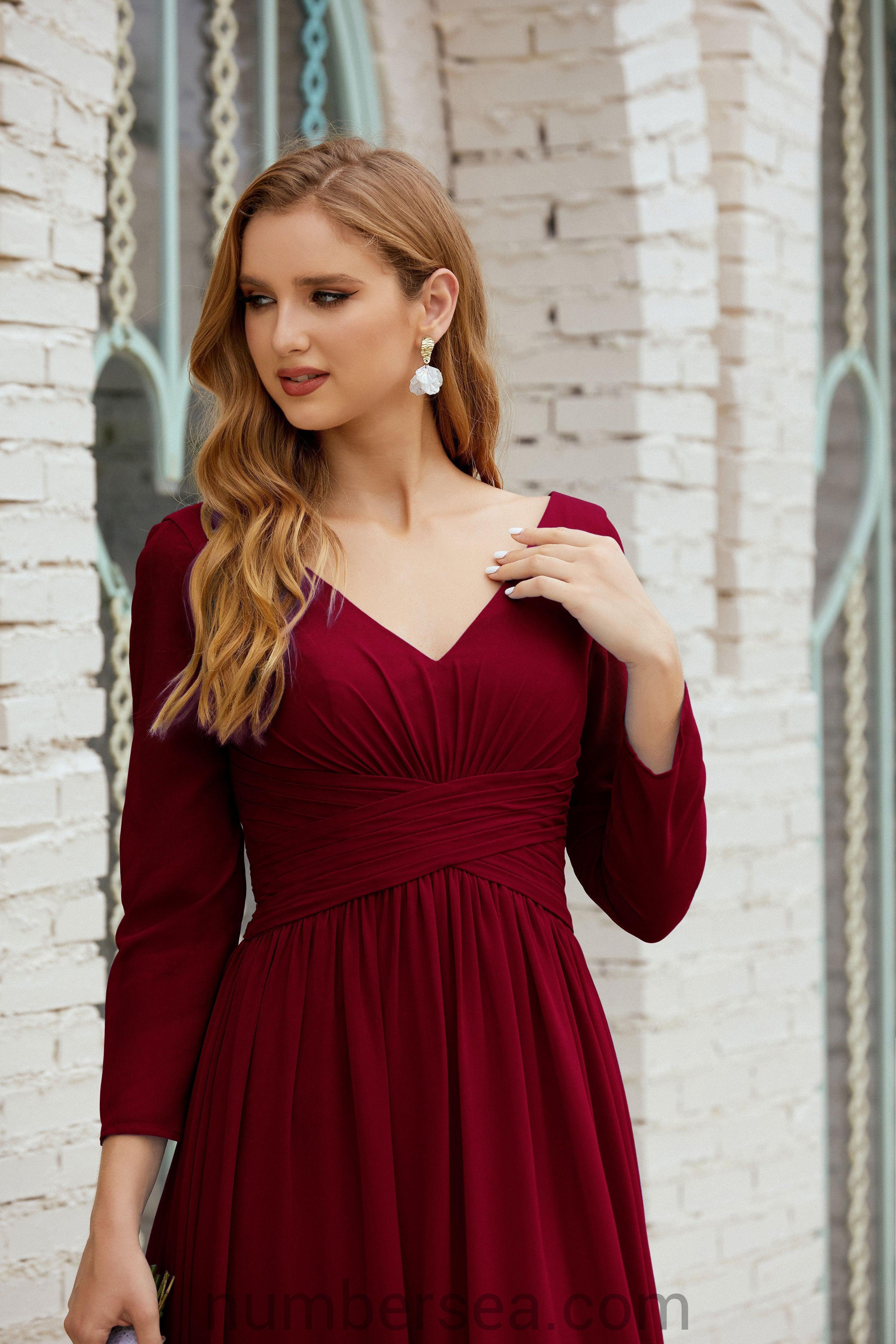 Abito da damigella Numbersea in chiffon, abito formale per festa, abito da sera 28016