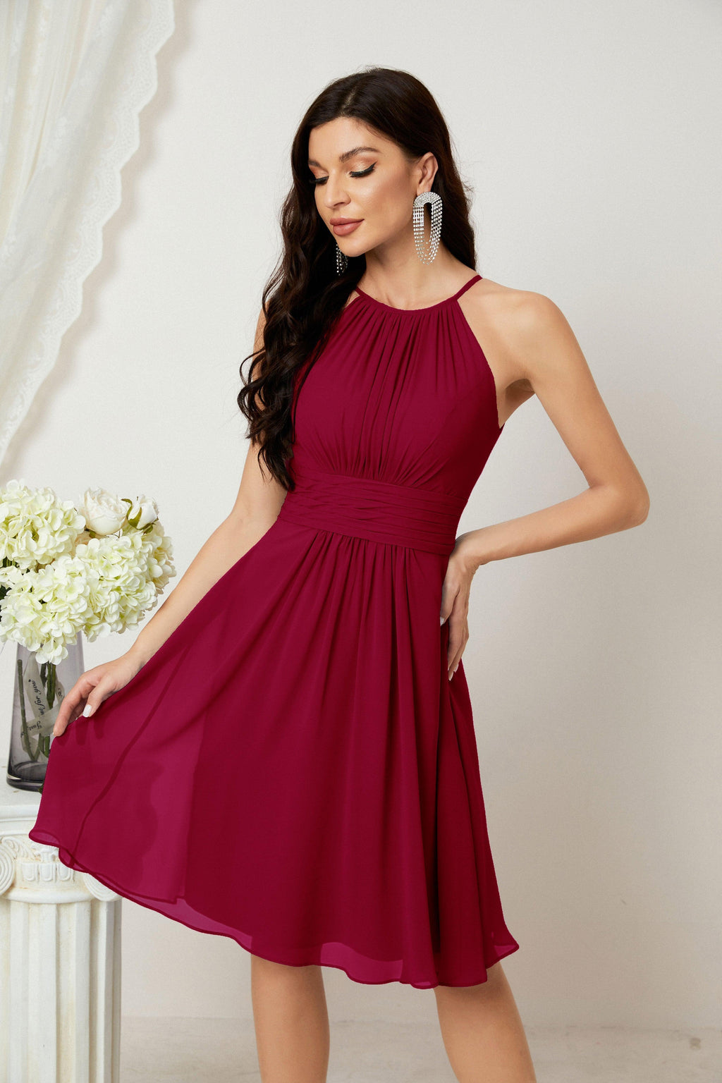 Robe de soirée formelle pour bal de fin d'études ou cocktail Halter 28011