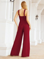 Tuta da sera elegante Numbersea con scollo incrociato, abito lungo per damigella, pantaloni a zampa d'elefante 28033
