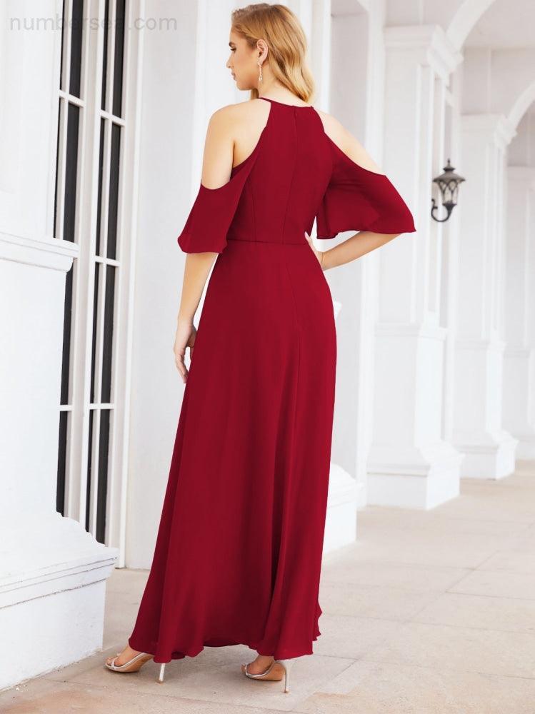 Robe de demoiselle d'honneur asymétrique, robe de soirée longue formelle ligne A 28074