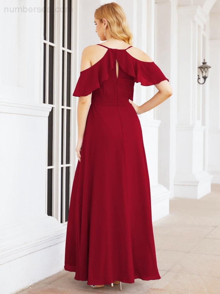 Robes longues de demoiselle d'honneur Numbersea à épaules dénudées, fente latérale, robes de bal formelles pour fête et mariage 28070