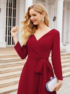 Bridesmaid Dress V-Back Waist Belt Mother of the Bride Wedding Guest SY28031