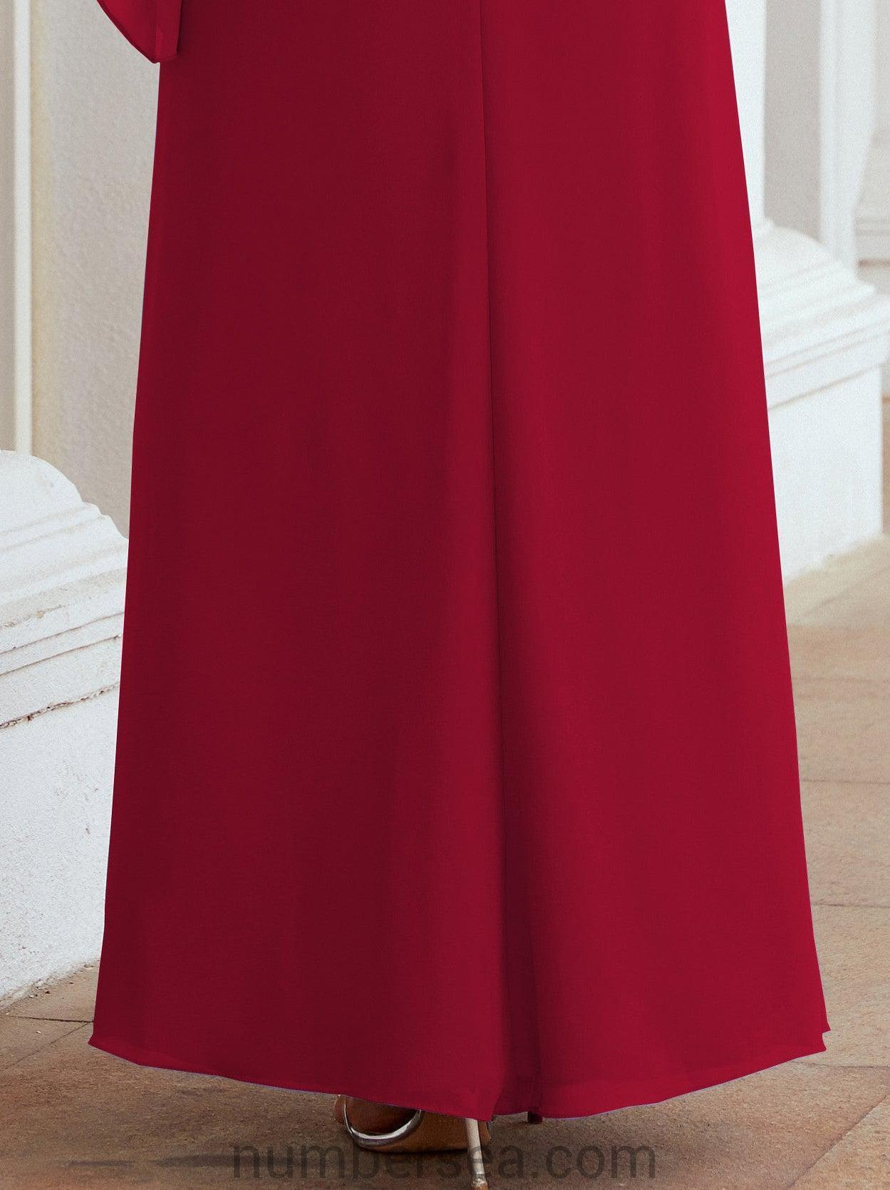 Robe de soirée formelle longue pour mère de la mariée avec cape à volants 28026