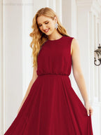 Vestido de Dama de Honra Sem Mangas Longo Linha A para Baile de Gala e Noites Formais 28025
