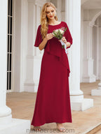 Robe de soirée formelle longue pour mère de la mariée avec cape à volants 28026