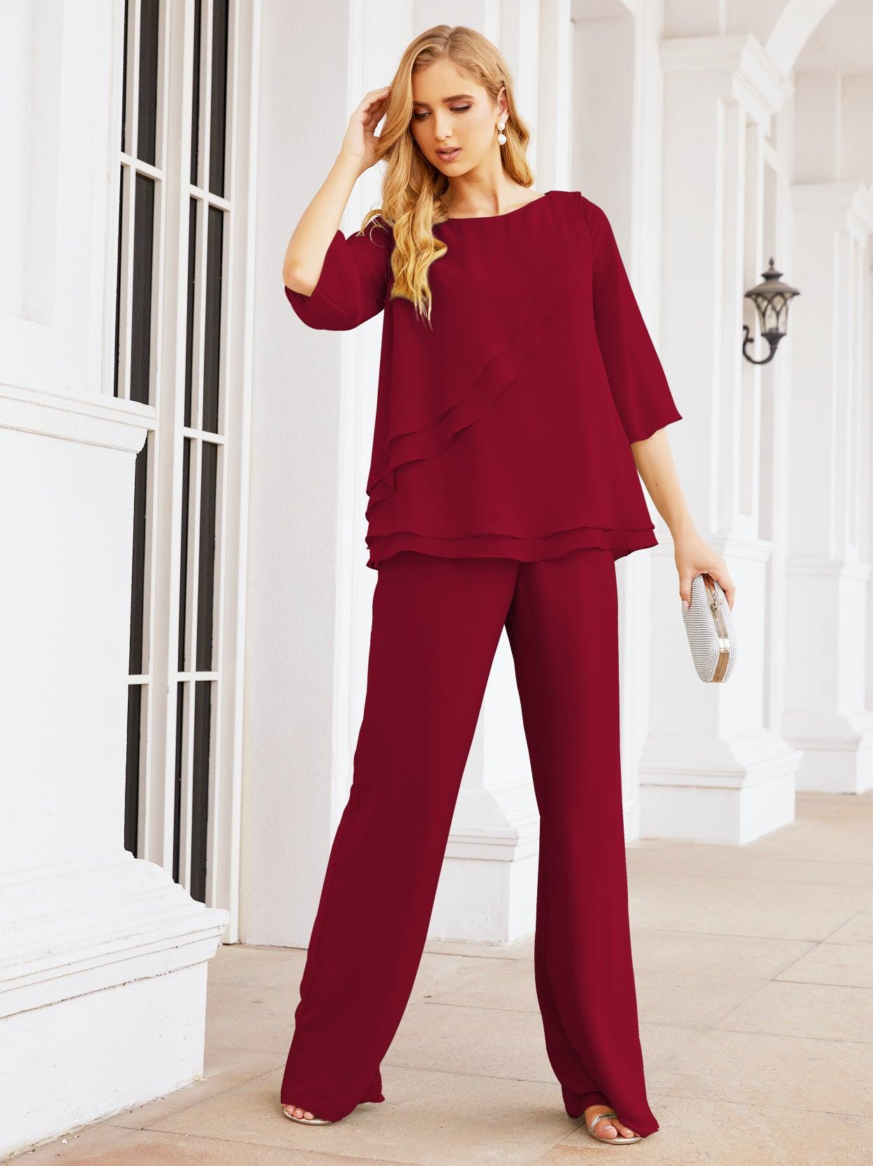Robe de mariée élégante pour la mère de la mariée en deux pièces, tailleur pantalon grande taille à volants superposés, peignoir argenté 28064