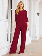 Robe de mariée élégante pour la mère de la mariée en deux pièces, tailleur pantalon grande taille à volants superposés, peignoir argenté 28064