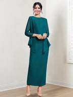 Ankle Length Mother Of The Bride Dress Sheath Silhouette With Jewel Neck