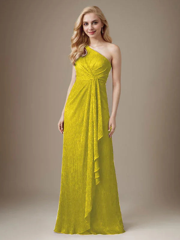 فستان روبي بكتف واحد من شبكة معدنية فستان والدة العروس