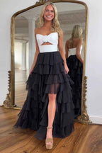 Royal Blue Sweetheart Chiffon A Line Prom Dress With Tiered Slit