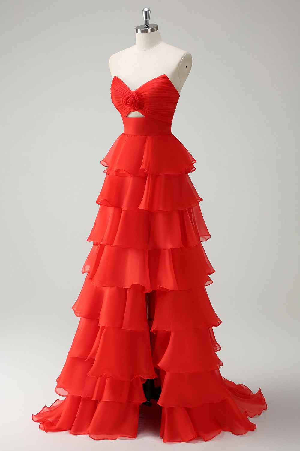 Royal Blue Sweetheart Chiffon A Line Prom Dress With Tiered Slit