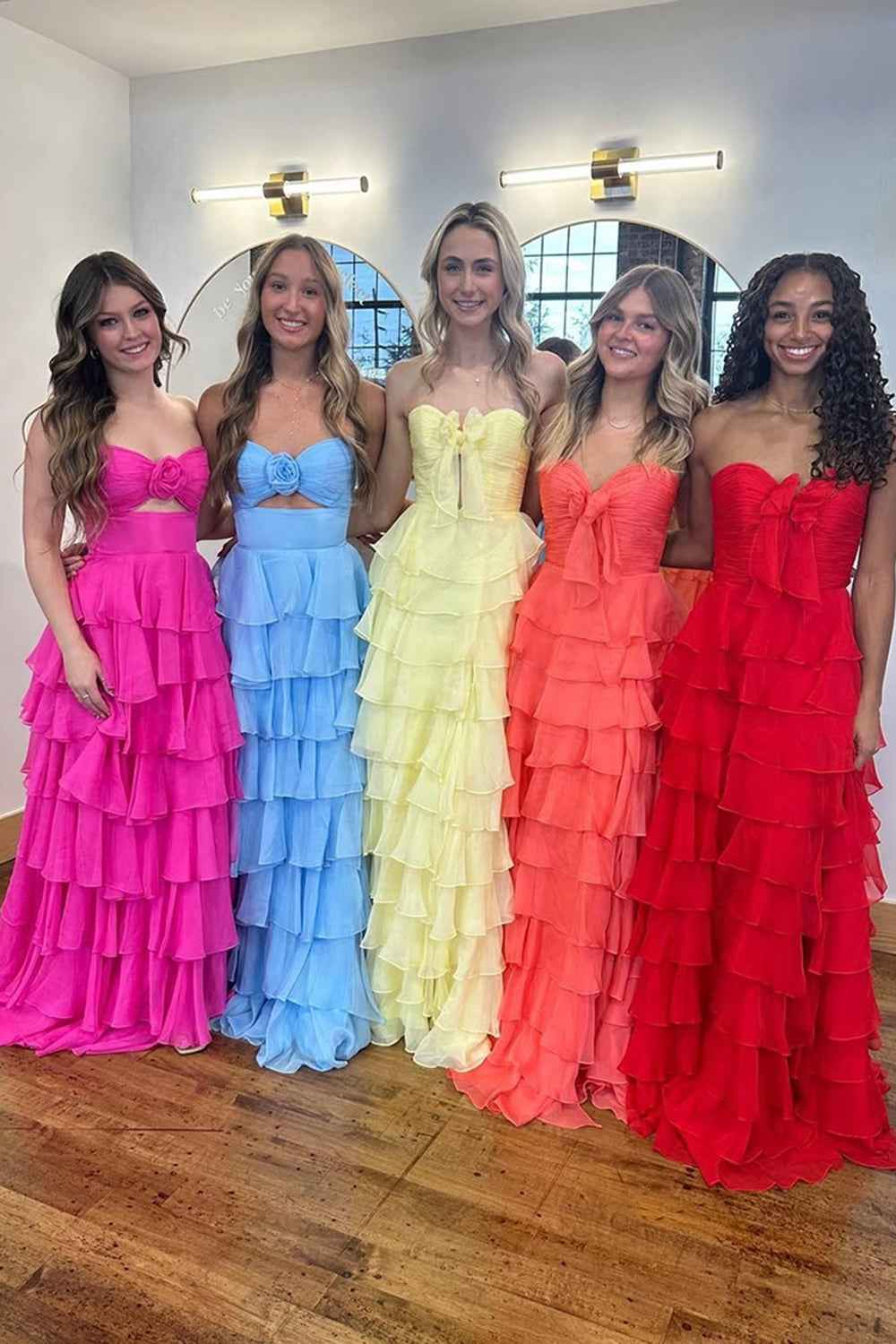Black Sweetheart Chiffon A Line Tiered Long Prom Dress With Slit