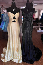 Glitter Lilac Strapless Mermaid Prom Dress With Beading Satin
