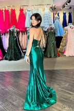 Glitter Yellow Satin Mermaid Cutout Prom Dress With Beading Sweetheart Neckline