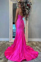 Glitter Lilac Strapless Mermaid Prom Dress With Beading Satin