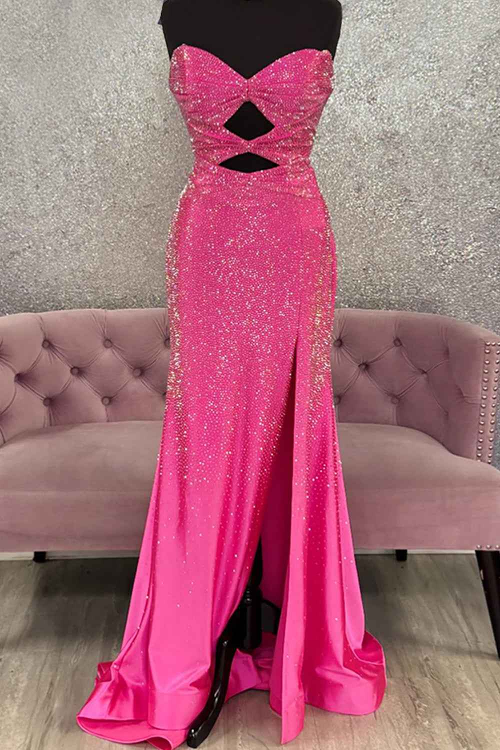 Sparkly Navy Satin Sweetheart Mermaid Prom Dress With Cut Out Beaded Details