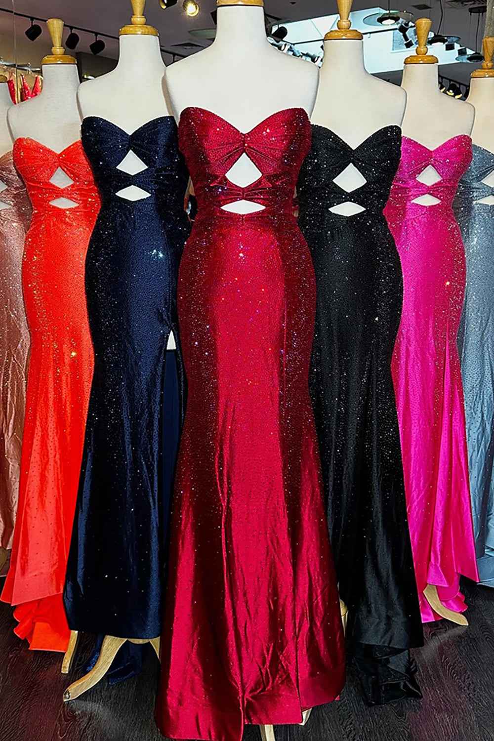 Glitter Lilac Strapless Mermaid Prom Dress With Beading Satin
