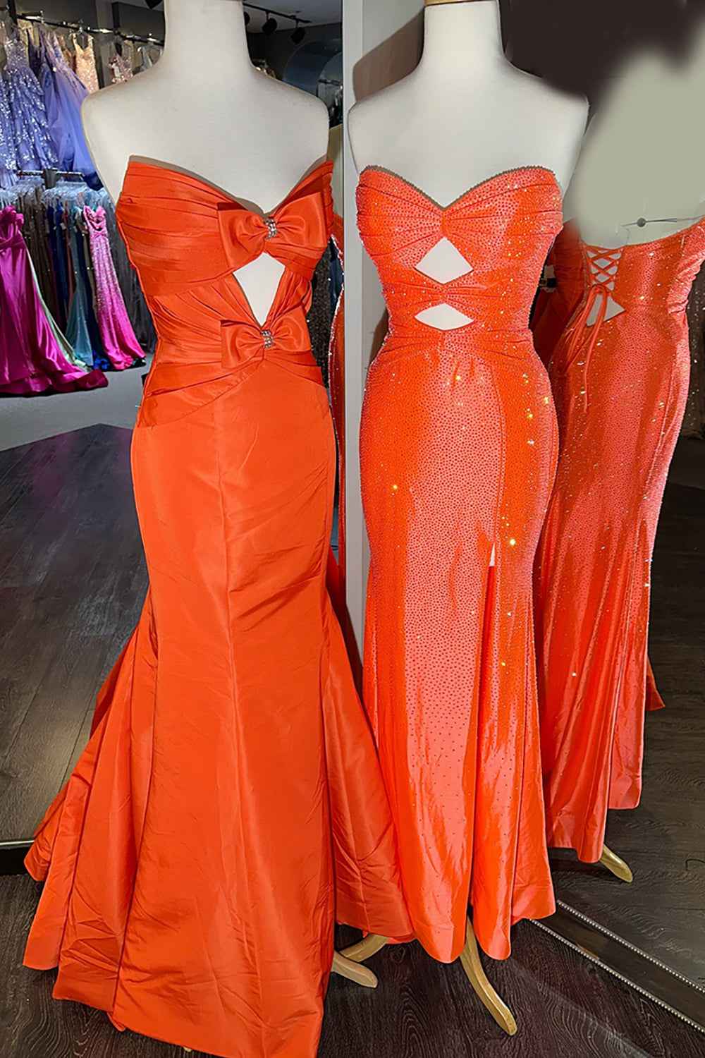 Glitter Lilac Strapless Mermaid Prom Dress With Beading Satin