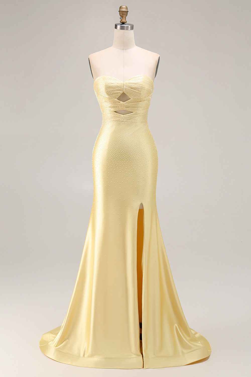 Glitter Lilac Strapless Mermaid Prom Dress With Beading Satin