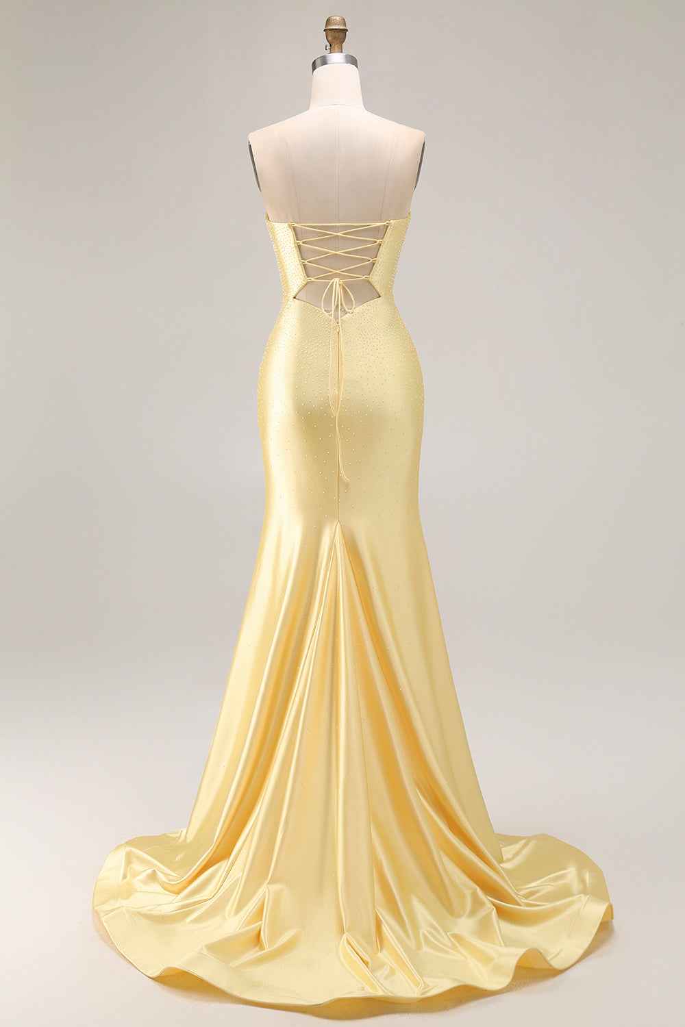Glitter Lilac Strapless Mermaid Prom Dress With Beading Satin