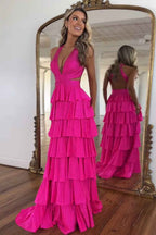 Grey Sequin A Line Tiered Corset Beaded Prom Dress With Plunging Halter Neckline And Slit