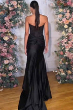 Sparkly Gold Sweetheart Beaded Mermaid Corset Prom Dress With Slit