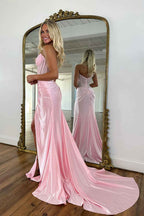 Sparkly Gold Sweetheart Beaded Mermaid Corset Prom Dress With Slit