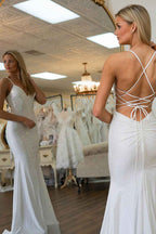 Red Polyester Spaghetti Strap Mermaid Long Prom Dress With Beading