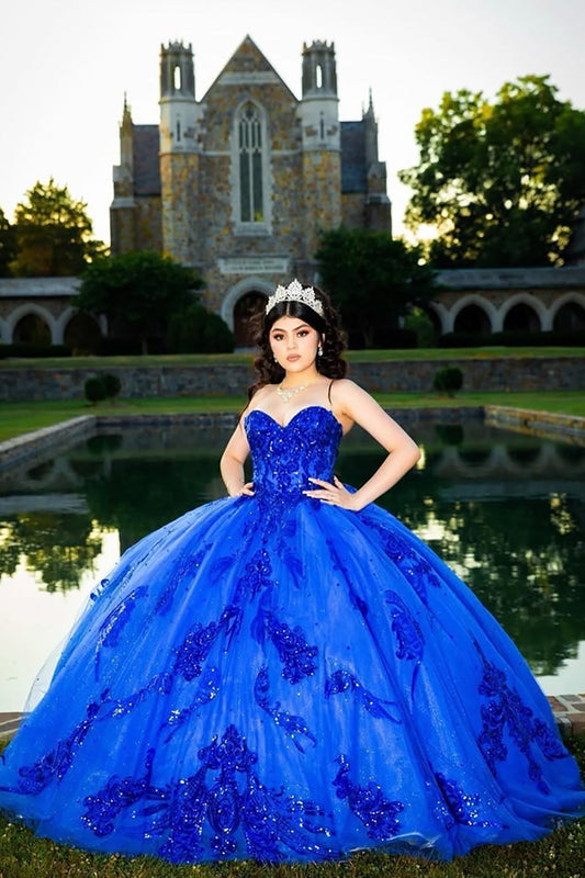 Sparkly Sweetheart Princess Sequins Applique Quinceanera Dress