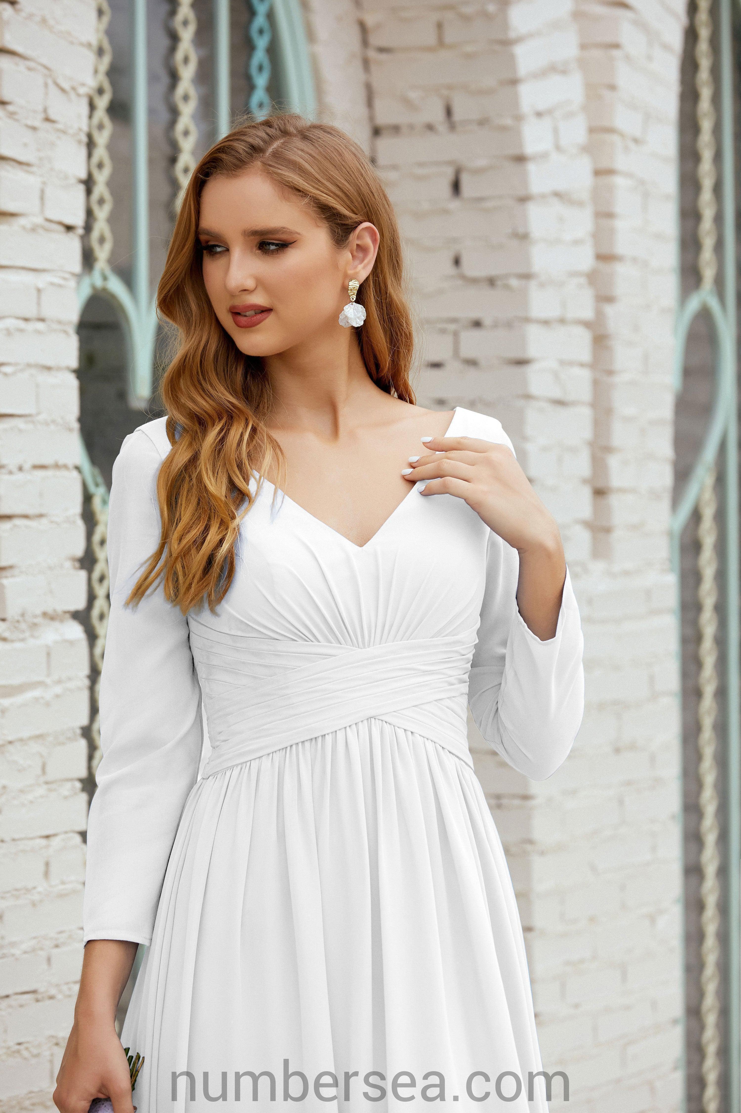 Abito da damigella Numbersea in chiffon, abito formale per festa, abito da sera 28016